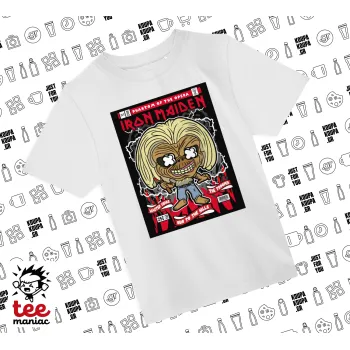 Iron maiden (eddie), Άνετο παιδικό T-Shirt ΛΕΥΚΟ από 100% βαμβάκι, για κάθε μέρα. Vegan & OEKO-TEX πιστοποιημένο.