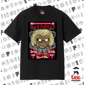 Iron maiden (eddie), Κλασικό T-Shirt, διπλής ραφής, χωρίς πλευρικές ραφές ΜΑΥΡΟ από 100% βαμβάκι. Vegan & OEKO-TEX πιστοποιημένο.