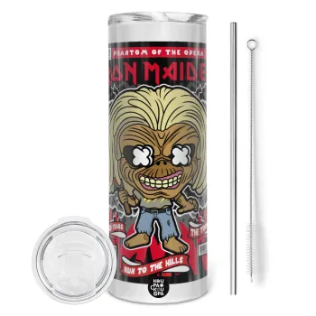 Iron maiden (eddie), Tumbler ποτήρι θερμό από ανοξείδωτο ατσάλι 600ml, με μεταλλικό καλαμάκι & βούρτσα καθαρισμού