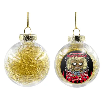 Iron maiden (eddie), Transparent Christmas tree ball ornament with gold filling 8cm
