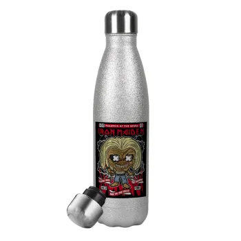 Iron maiden (eddie), Metallic Glitter Silver Thermos Flask (Stainless steel), double-walled, 500ml