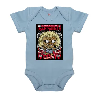 Iron maiden (eddie), Βρεφικό φορμάκι μωρού, 0-18 μηνών, Μπλε, 100% Organic Cotton, κοντομάνικο
