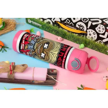 Iron maiden (eddie), Easter candle, Childrens hot water bottle, stainless steel, with safety straw, PINK (500ml)