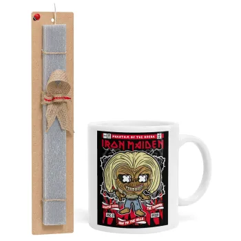 Iron maiden (eddie), Πασχαλινή Λαμπάδα με Κούπα κεραμική (330ml) & κερί αρωματικό πλακέ (30cm) (ΓΚΡΙ)