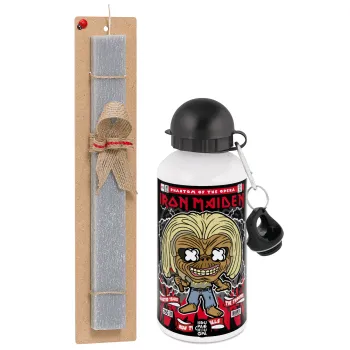 Iron maiden (eddie), Πασχαλινή Λαμπάδα με παγούρι μεταλλικό  αλουμινίου (500ml) & κερί αρωματικό πλακέ (30cm) (ΓΚΡΙ)