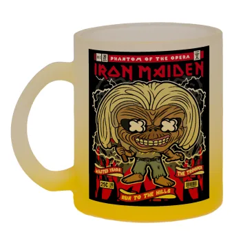 Iron maiden (eddie), Κούπα γυάλινη δίχρωμη με βάση το κίτρινο ματ, 330ml