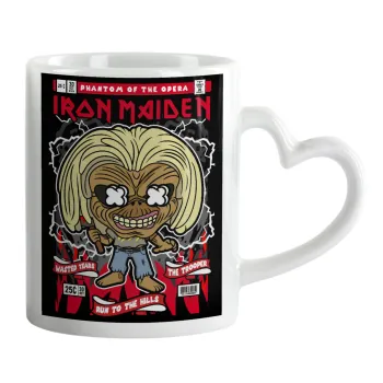 Iron maiden (eddie), Κούπα καρδιά χερούλι λευκή, κεραμική, 330ml