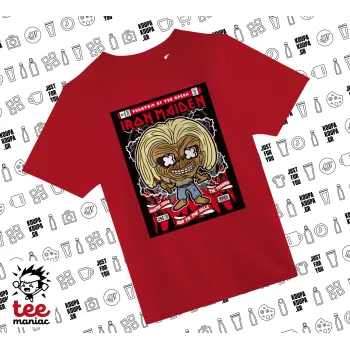 Iron maiden (eddie), Άνετο παιδικό T-Shirt ΚΟΚΚΙΝΟ από 100% βαμβάκι, για κάθε μέρα. Vegan & OEKO-TEX πιστοποιημένο.