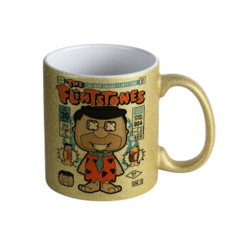 The flintstones, Κούπα Χρυσή Glitter που γυαλίζει, κεραμική, 330ml