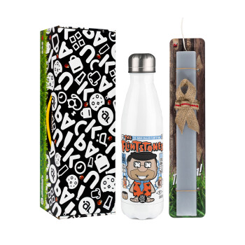 The flintstones, Easter candle, metallic white thermos bottle (500ml) & aromatic flat candle (30cm) (GRAY)