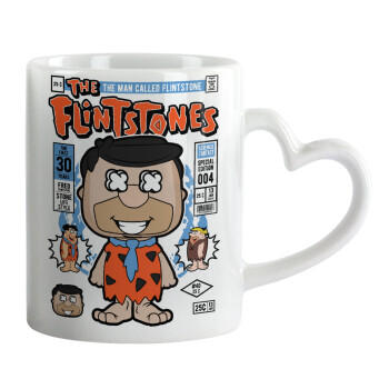 The flintstones, Κούπα καρδιά χερούλι λευκή, κεραμική, 330ml
