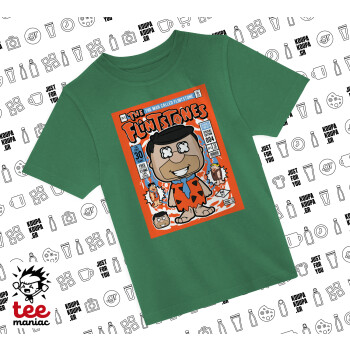 The flintstones, Άνετο παιδικό T-Shirt ΠΡΑΣΙΝΟ από 100% βαμβάκι, για κάθε μέρα. Vegan & OEKO-TEX πιστοποιημένο.