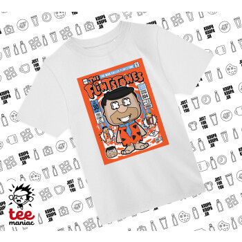 The flintstones, Άνετο παιδικό T-Shirt ΛΕΥΚΟ από 100% βαμβάκι, για κάθε μέρα. Vegan & OEKO-TEX πιστοποιημένο.