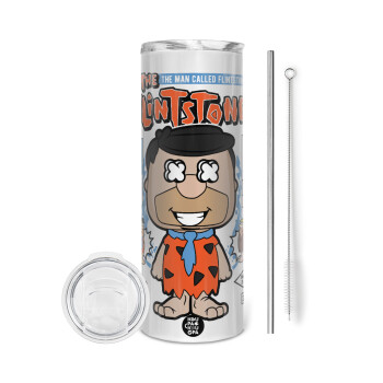 The flintstones, Tumbler stainless steel 600ml, with metal straw & cleaning brush
