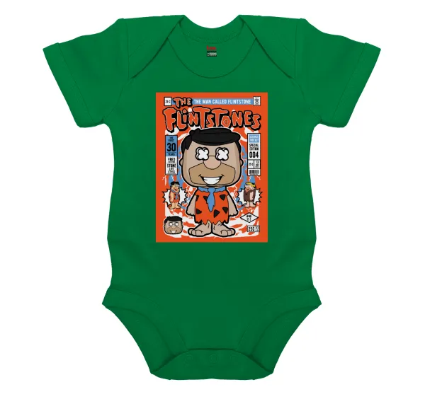 The flintstones — Βρεφικό φορμάκι μωρού, ΠΡΑΣΙΝΟ, 100% Organic Cotton, κοντομάνικο