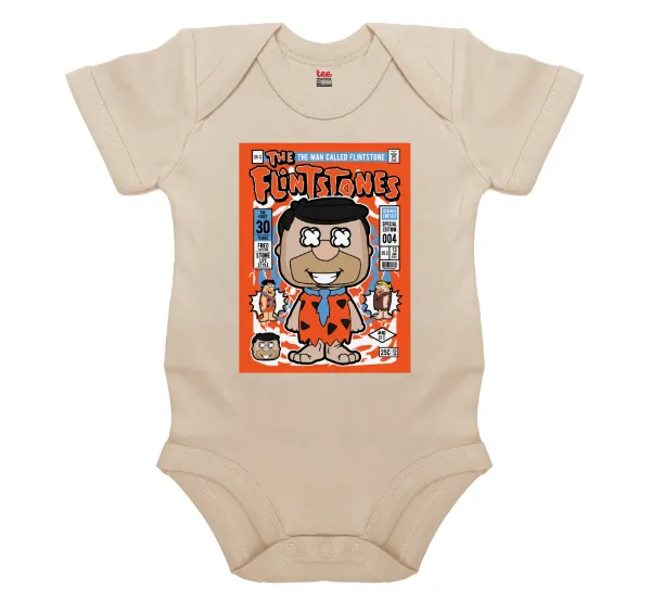 The flintstones — Short-sleeve baby bodysuit, 0-18 months, natural (ecru), 100% organic cotton