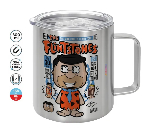 The flintstones — Double-walled stainless steel mug 300ml with temperature-retaining lid