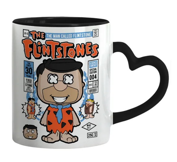 The flintstones — Mug heart black handle, ceramic, 330ml