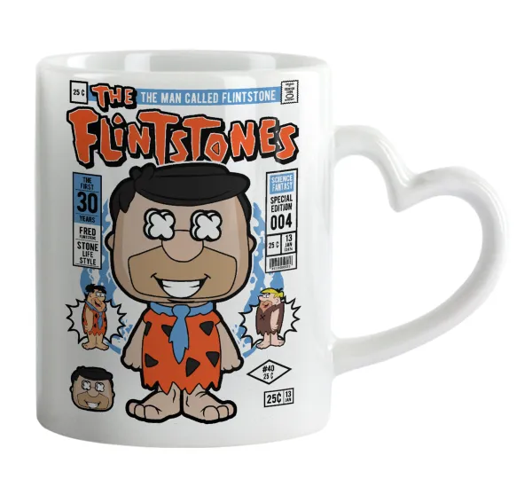 The flintstones — Κούπα καρδιά χερούλι λευκή, κεραμική, 330ml
