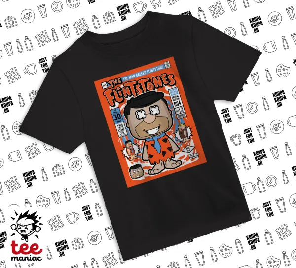 The flintstones — ΜΑΥΡΟ Άνετο παιδικό T-Shirt από 100% βαμβάκι, για κάθε μέρα. Vegan & OEKO-TEX πιστοποιημένο.