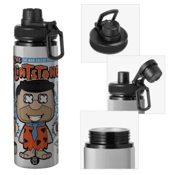 The flintstones, Μεταλλικό παγούρι νερού με καπάκι ασφαλείας, αλουμινίου 850ml