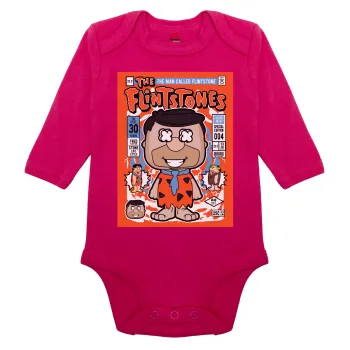 The flintstones, Μακρυμάνικο βρεφικό φορμάκι, 0-18 μηνών, ΡΟΖ, 100% Organic Cotton