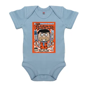 The flintstones, Βρεφικό φορμάκι μωρού, 0-18 μηνών, Μπλε, 100% Organic Cotton, κοντομάνικο