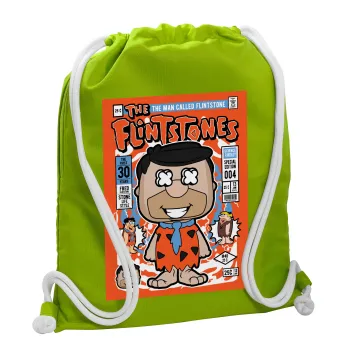 The flintstones, Τσάντα πλάτης πουγκί GYMBAG LIME GREEN, με τσέπη (40x48cm) & χονδρά κορδόνια