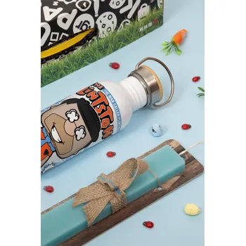 The flintstones, Πασχαλινή Λαμπάδα με παγούρι μεταλλικό (620ml, stainless steel) & κερί αρωματικό πλακέ (30cm) (ΤΙΡΚΟΥΑΖ)