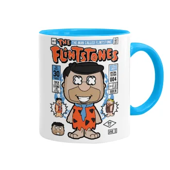 The flintstones, Κούπα χρωματιστή γαλάζια, κεραμική, 330ml