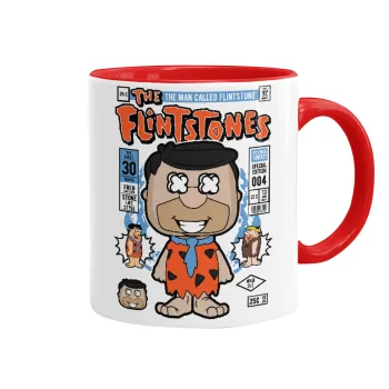 The flintstones, Κούπα χρωματιστή κόκκινη, κεραμική, 330ml