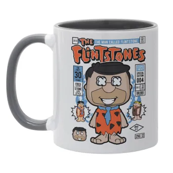 The flintstones, Κούπα χρωματιστή γκρι, κεραμική, 330ml