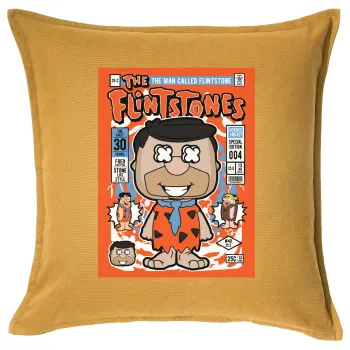 The flintstones, Μαξιλάρι καναπέ Κίτρινο 100% βαμβάκι, περιέχεται το γέμισμα (50x50cm)