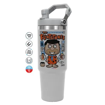 The flintstones, GREY color, 890ml (30oz) stainless Steel Tumbler with Handle