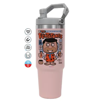 The flintstones, Pink color, 890ml (30oz) stainless Steel Tumbler with Handle