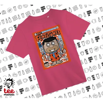 The flintstones, ΡΟΖ παιδικό T-Shirt από 100% βαμβάκι, για κάθε μέρα. Vegan & OEKO-TEX πιστοποιημένο.