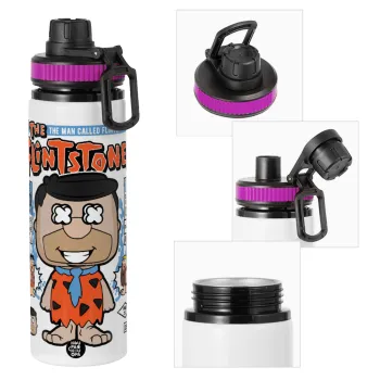 The flintstones, Μεταλλικό παγούρι νερού με καπάκι ασφαλείας, αλουμινίου 850ml