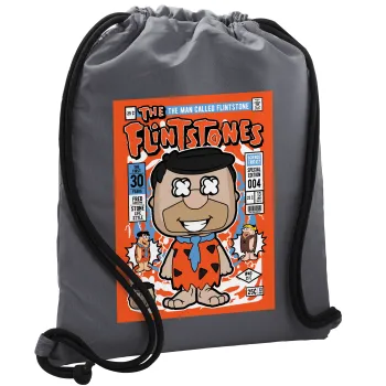The flintstones, Τσάντα πλάτης πουγκί GYMBAG ΓΚΡΙ, με τσέπη (40x48cm) & χονδρά κορδόνια