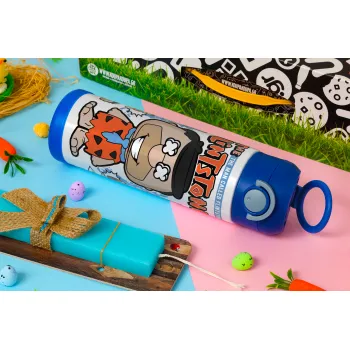 The flintstones, Easter candle, Childrens hot water bottle, stainless steel, with safety straw, BLUE (500ml)