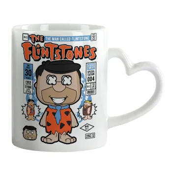 The flintstones, Κούπα καρδιά χερούλι λευκή, κεραμική, 330ml