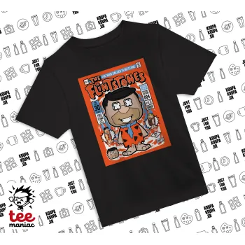 The flintstones, Άνετο παιδικό T-Shirt ΜΑΥΡΟ από 100% βαμβάκι, για κάθε μέρα. Vegan & OEKO-TEX πιστοποιημένο.