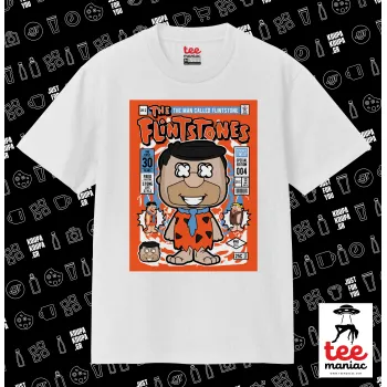 The flintstones, Κλασικό T-Shirt, διπλής ραφής, χωρίς πλευρικές ραφές ΛΕΥΚΟ από 100% βαμβάκι. Vegan & OEKO-TEX πιστοποιημένο.