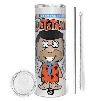 The flintstones, Tumbler stainless steel 600ml, with metal straw & cleaning brush