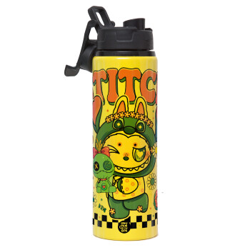 Labubu Stitch, Metallic water bottle with safety lid, 850ml aluminum