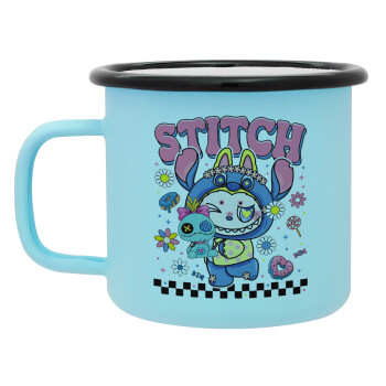 Labubu Stitch, Κούπα Μεταλλική εμαγιέ ΜΑΤ σιέλ 360ml