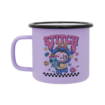 Labubu Stitch, Κούπα Μεταλλική εμαγιέ ΜΑΤ Light Pastel Purple 360ml