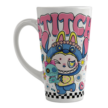 Labubu Stitch, Κούπα κωνική Latte Μεγάλη, κεραμική, 450ml