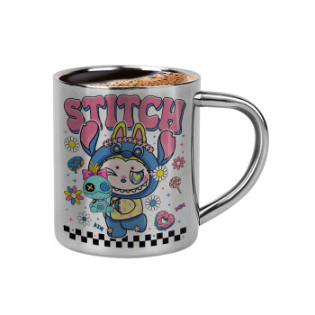 Labubu Stitch, Double-wall metal cup for espresso (220ml)