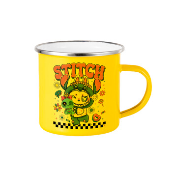 Labubu Stitch, Κούπα Μεταλλική εμαγιέ Κίτρινη 360ml