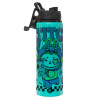 Metallic water bottle with safety lid, 850ml aluminum